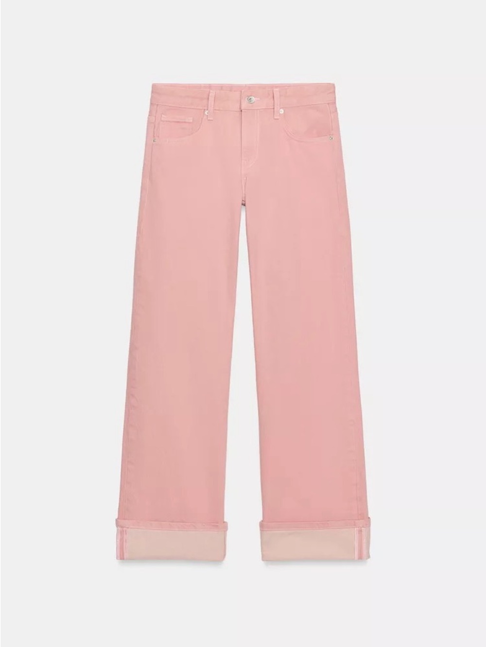 Zara Rose Pink Low Rise Loose Folded Jeans